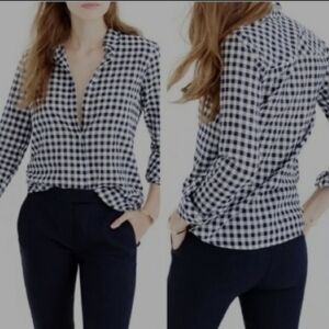 J. Crew The Perfect Shirt Gingham Blue White Plaid Checker Button Down Shirt 12